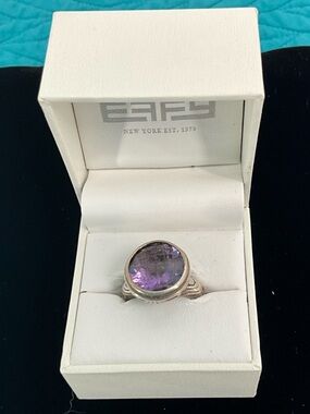 EFFY BH .925 Sterling Silver Faceted Amythyst Statement Ring  size 6.75 - 7